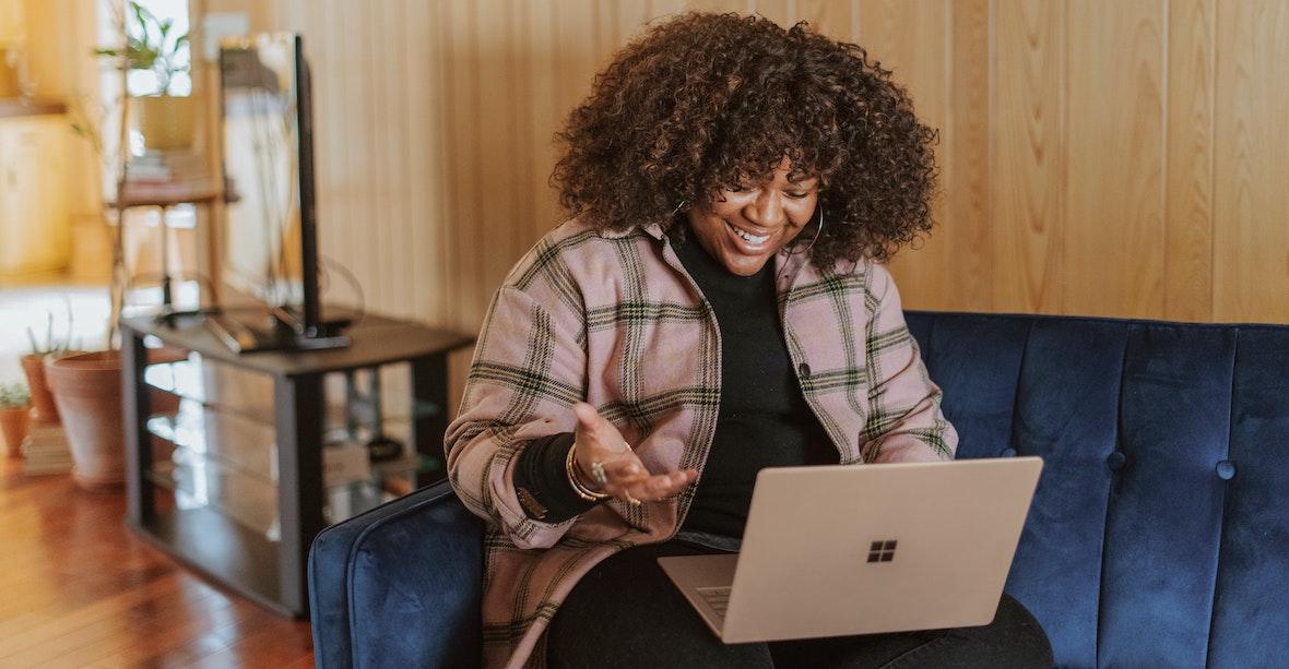 woman working on laptop