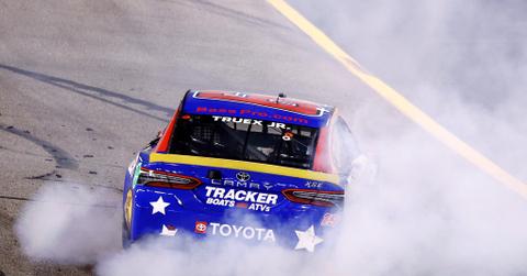 Nascar stock car with smoke