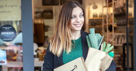 Person at Amazon pick up counter
