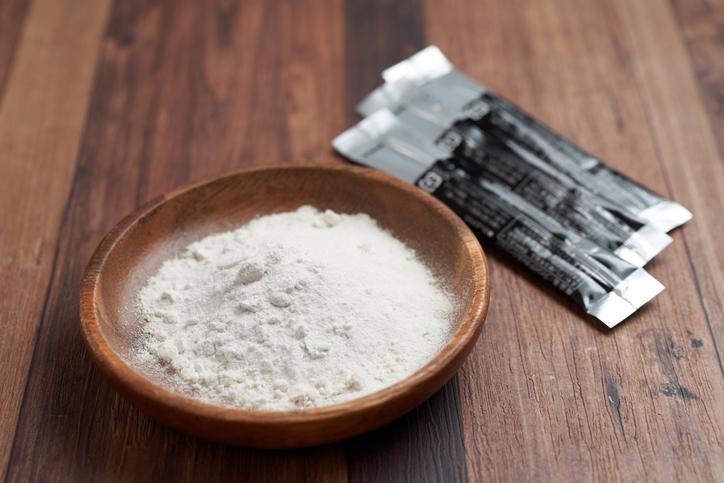 Creatine powder in a bowl