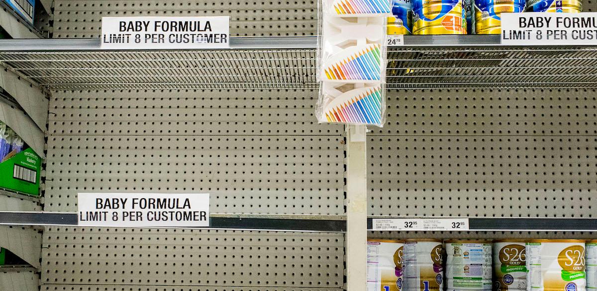 Empty baby formula shelves