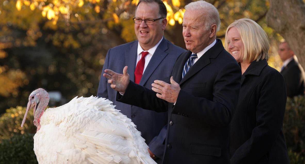 President Biden pardoning a turkey.