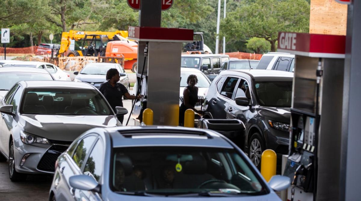 A busy gas station