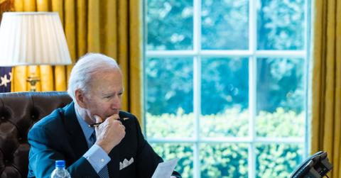 Joe Biden sitting in the White House