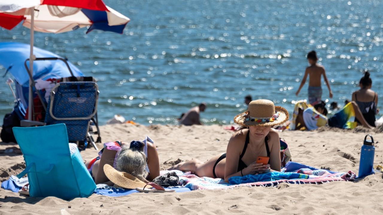 People at the beach on Labor Day weekend