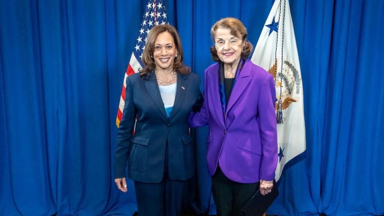 Vice President Kamala Harris with Sen. Feinstein in 2022.