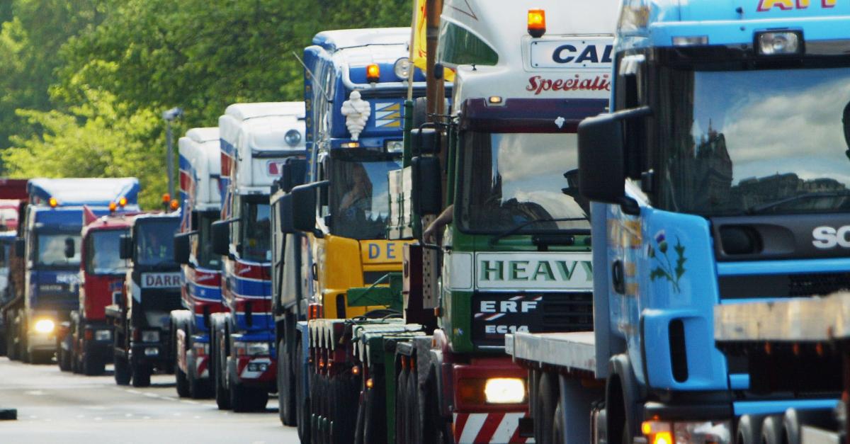 Truckers protesting against rising diesel prices