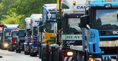 Truckers protesting against rising diesel prices