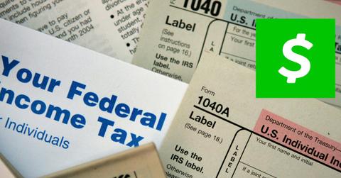 Tax documents and Cash App logo