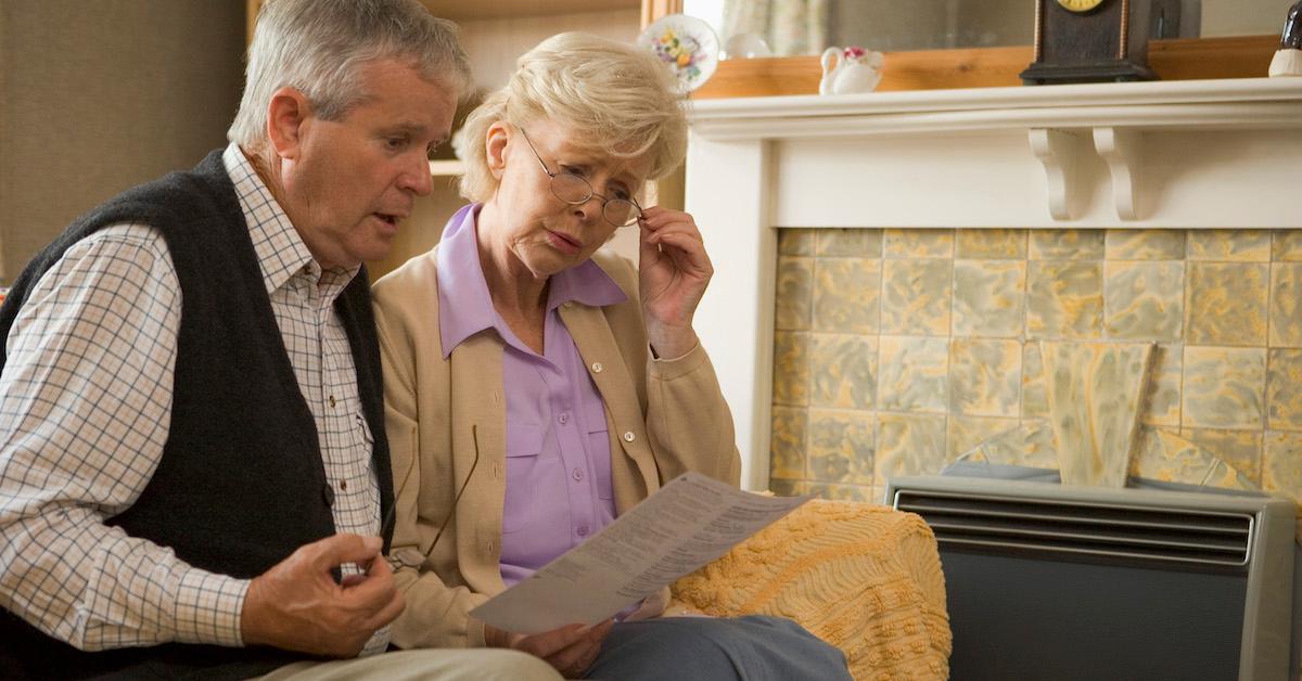 Worried elderly couple 