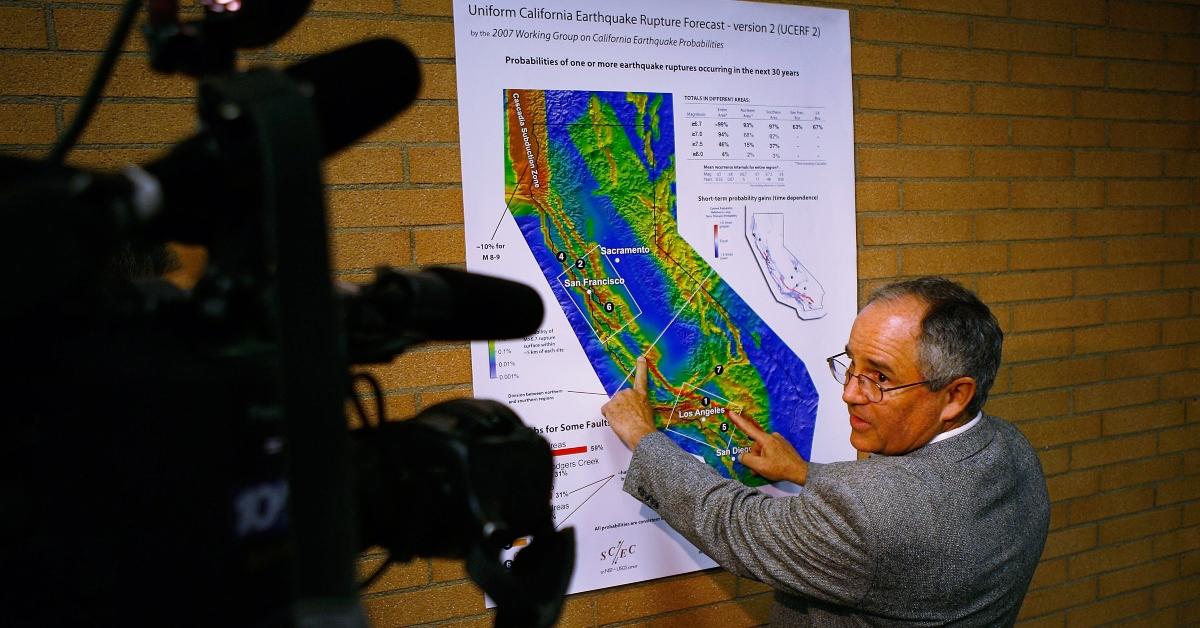 A man discussing faults in California