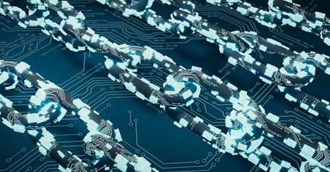 A graphic illustration of blockchain technology