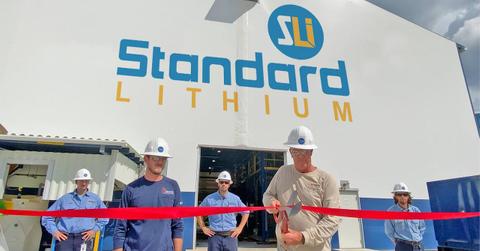 A ribbon-cutting ceremony at a Standard Lithium plant