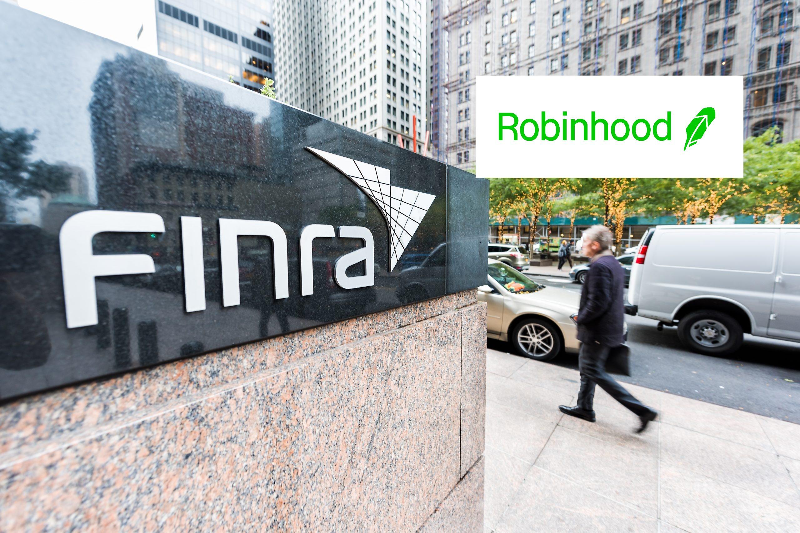 Robinhood logo over Finra building