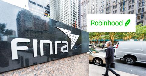 Robinhood logo over Finra building