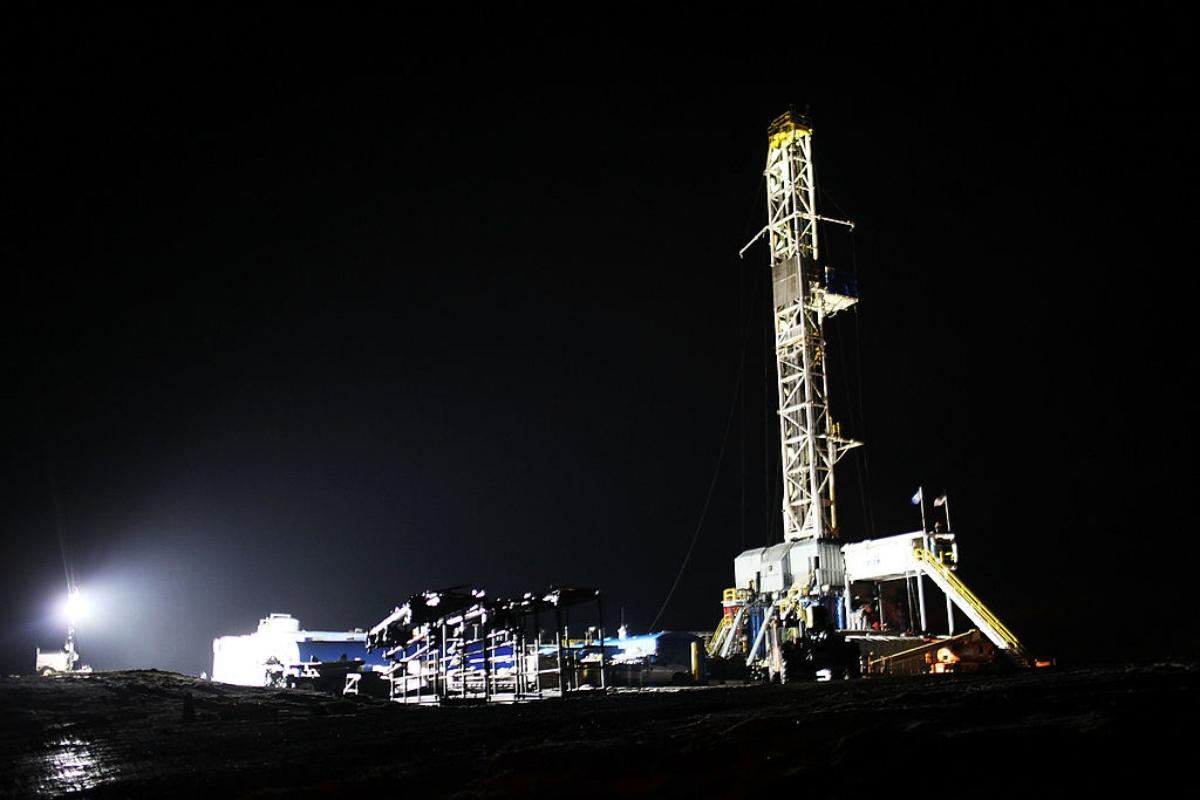 A Cabot oil drill at night