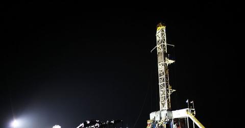 A Cabot oil drill at night