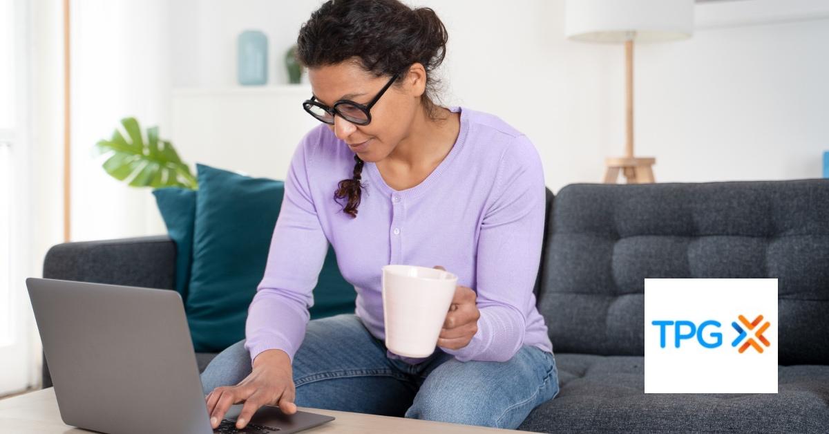 A woman checking her online bank statement.