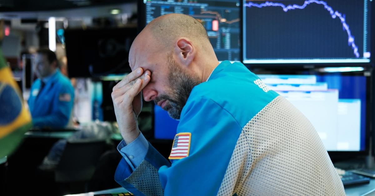 Stock trader looking stressed