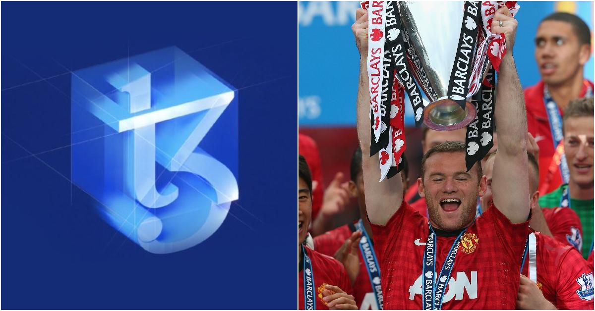 Tezos logo and Manchester United team