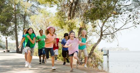 Kids running at summer camp