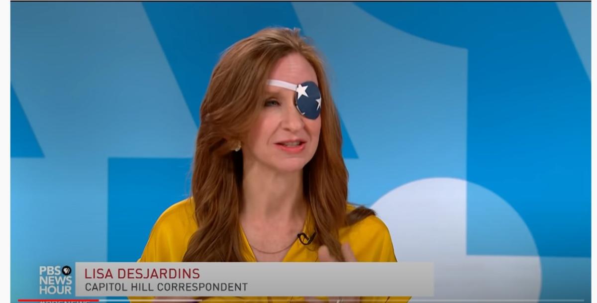 Lisa Desjardins wearing an eye patch