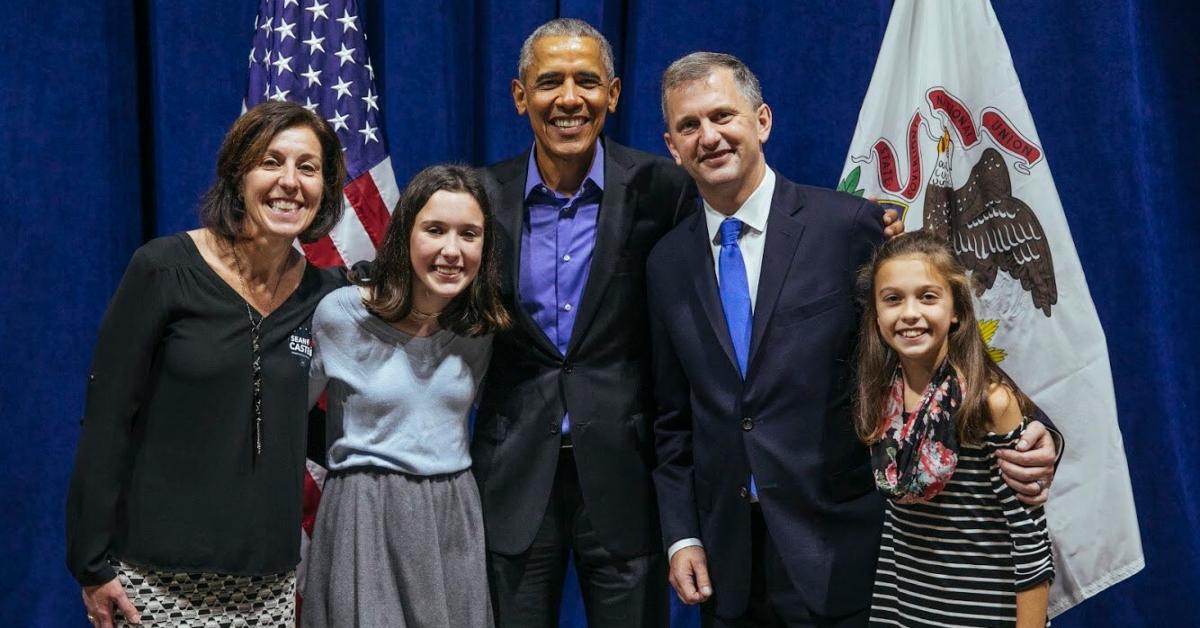 Sean Casten and his family with Barack Obama