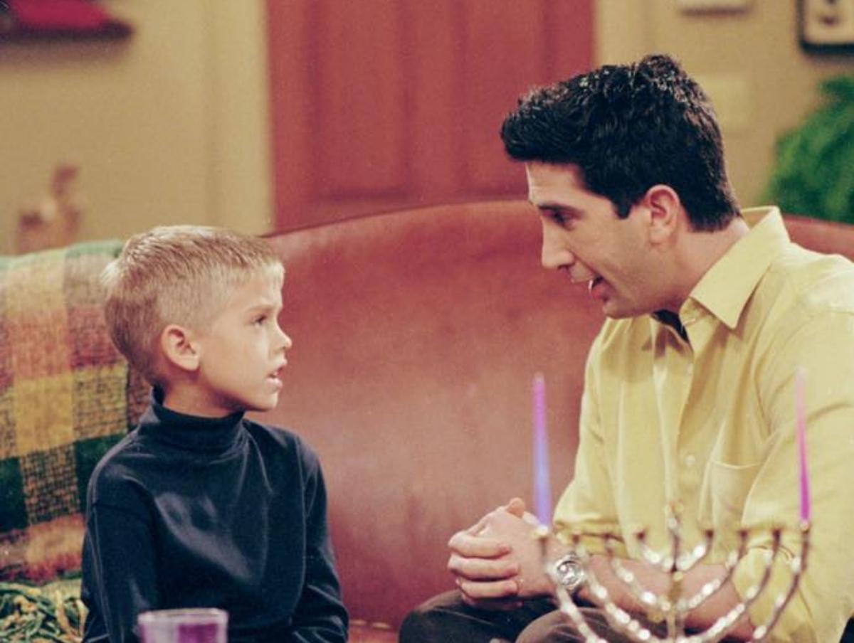 Cole Sprouse, with David Schwimmer, who played his onscreen dad in "Friends." 