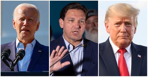 Joe Biden, Ron DeSantis, and Donald Trump