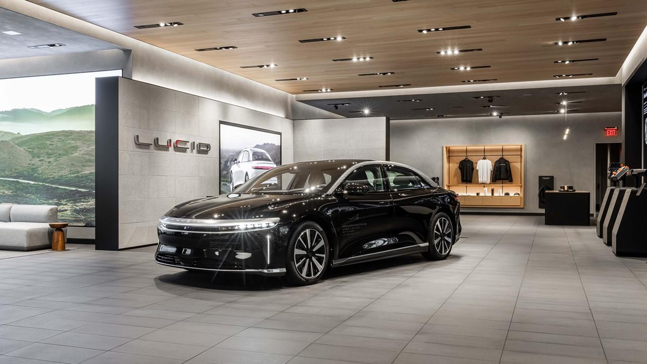 Lucid Air in the company's showroom