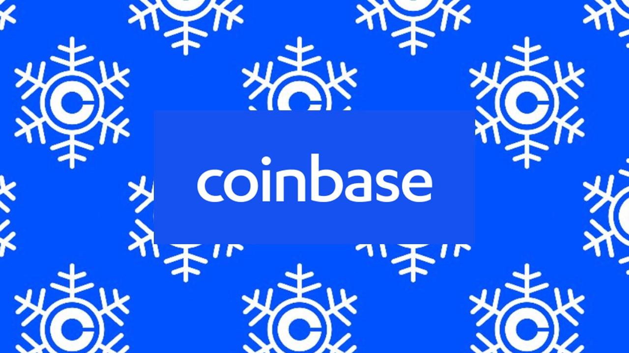 Coinbase logo and snowflakes