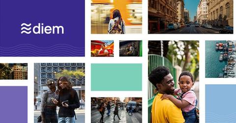 Diem logo over collage of people