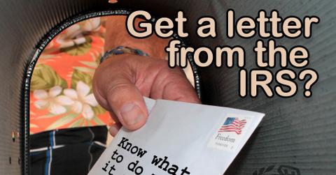 An IRS graphic of a letter in a mailbox