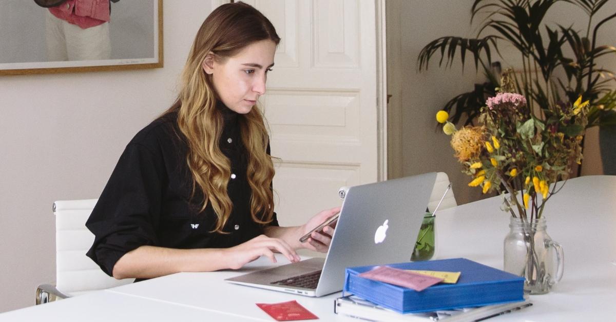 A woman working as a virtual assistant