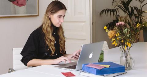 A woman working as a virtual assistant